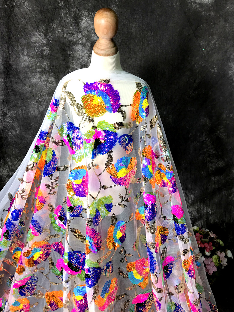 Crystal Mesh Fabric - Vestido de malha brilhante com lantejoulas
