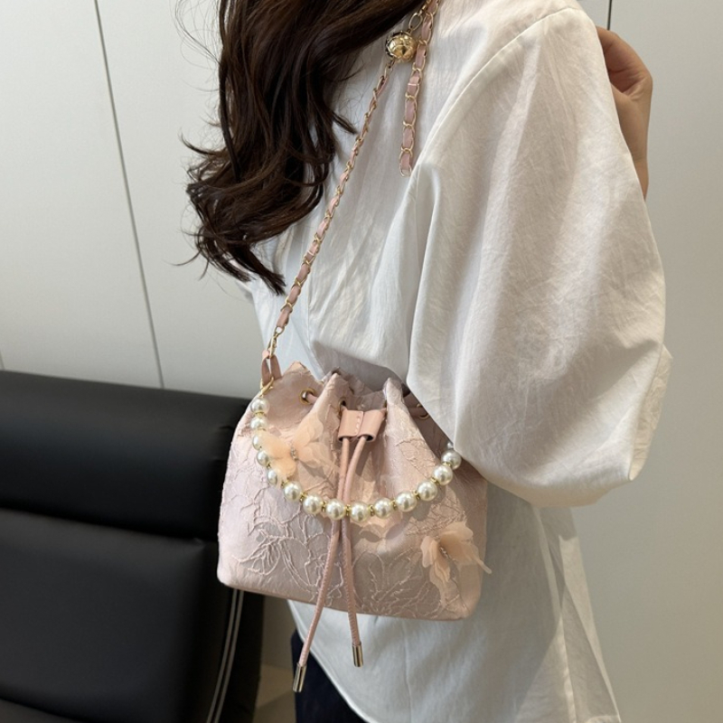 Beaded Trim Fringe - Bolsa de Mão Elegante de Renda