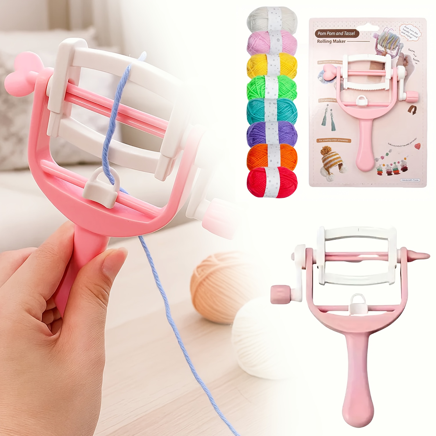Pom Pom Maker Tool - Bobina de enrolamento manual, bola de