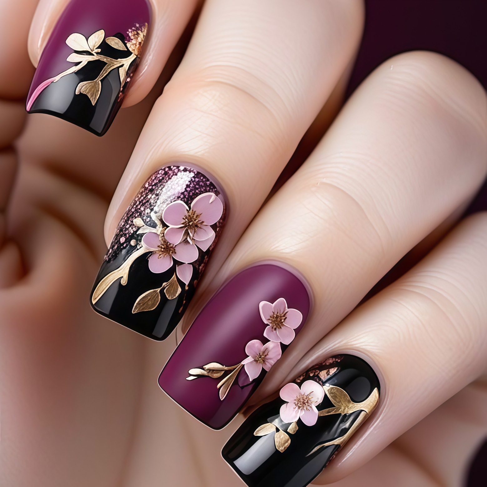 Embroidery Embellishments - Unhas falsas banhadas a ouro 3D,