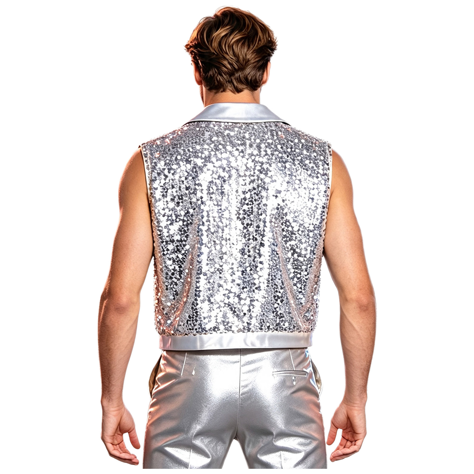 Tassel Fringe Trim - Colete Masculino com Franjas e Lantejoulas