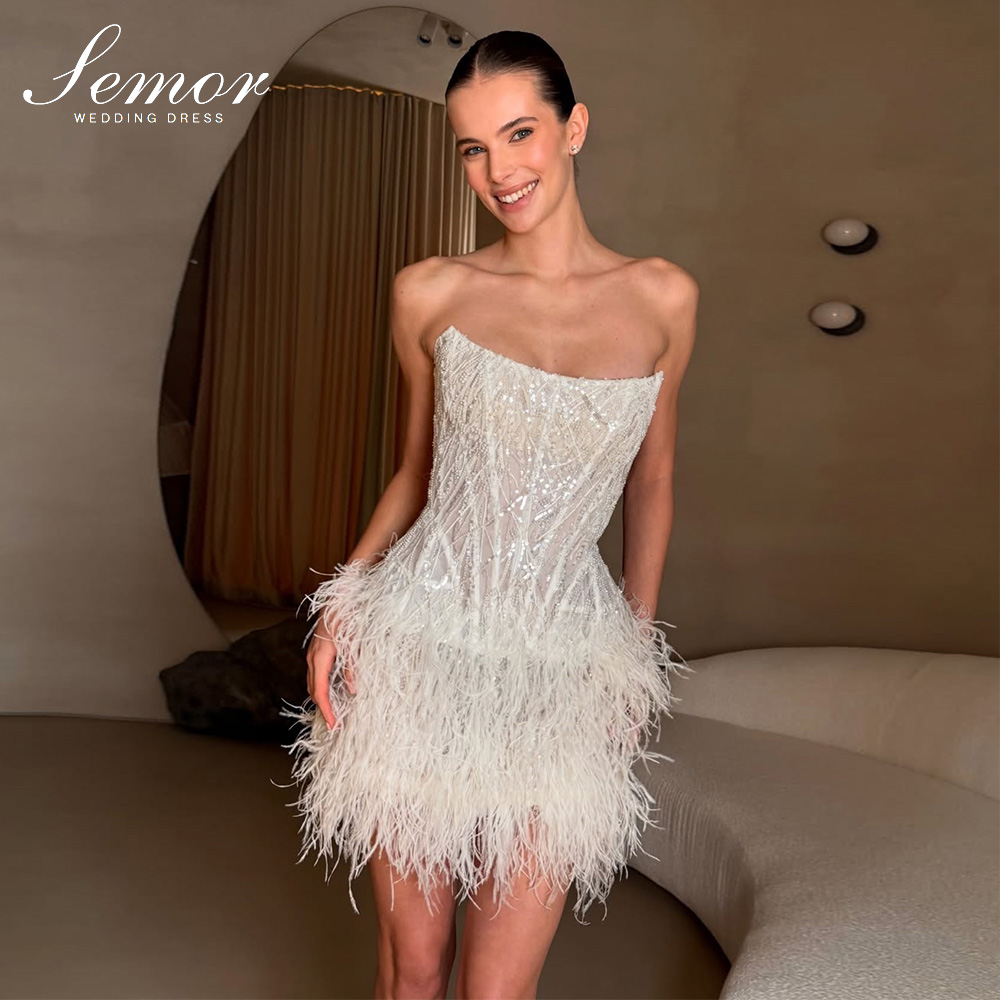Tassel Fringe Trim - Vestido de Noiva Curto Semor Exquisito,