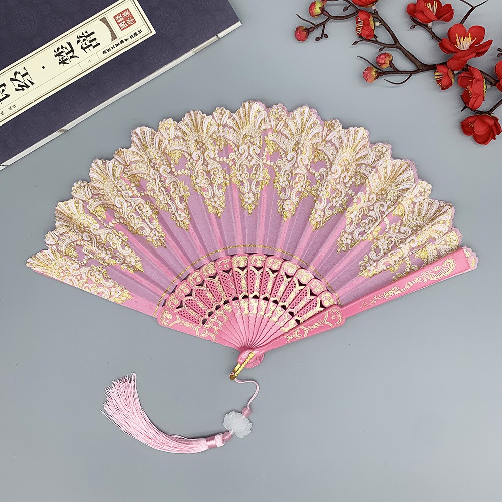 Leque de Mão Dobrável Retrô Ar - Tassel Fringe Trim avaliação e preço