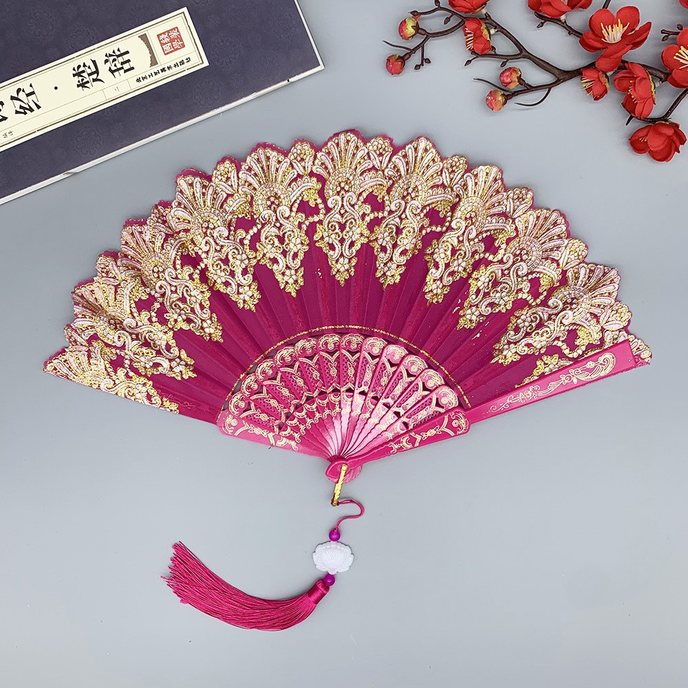 Leque de Mão Dobrável Retrô Ar - Tassel Fringe Trim avaliação e preço