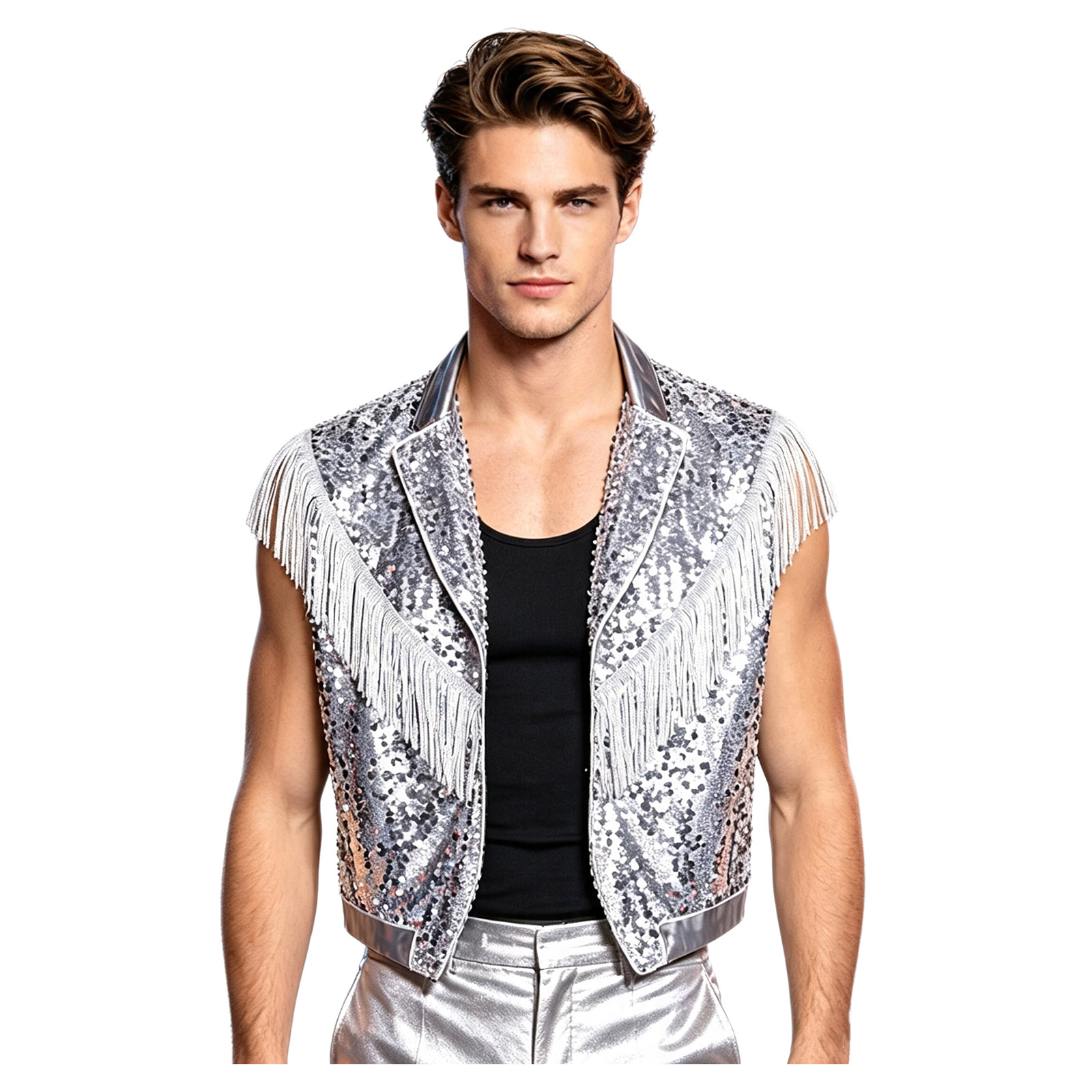 Colete Masculino com Franjas e - Tassel Fringe Trim avaliação e preço