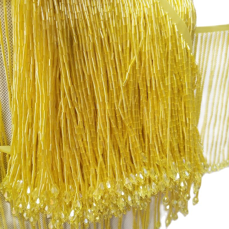 6 polegadas de largura contas  - Beaded Trim Fringe avaliação e preço